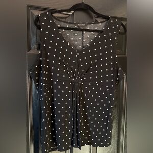 White House Black Market Black and White Polka Dot Blouse